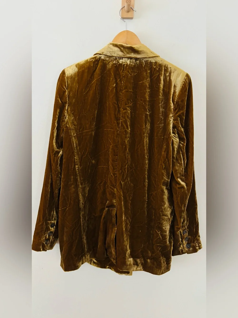 Free People Sharpie Double Breasted Velvet Blazer Gold Size S